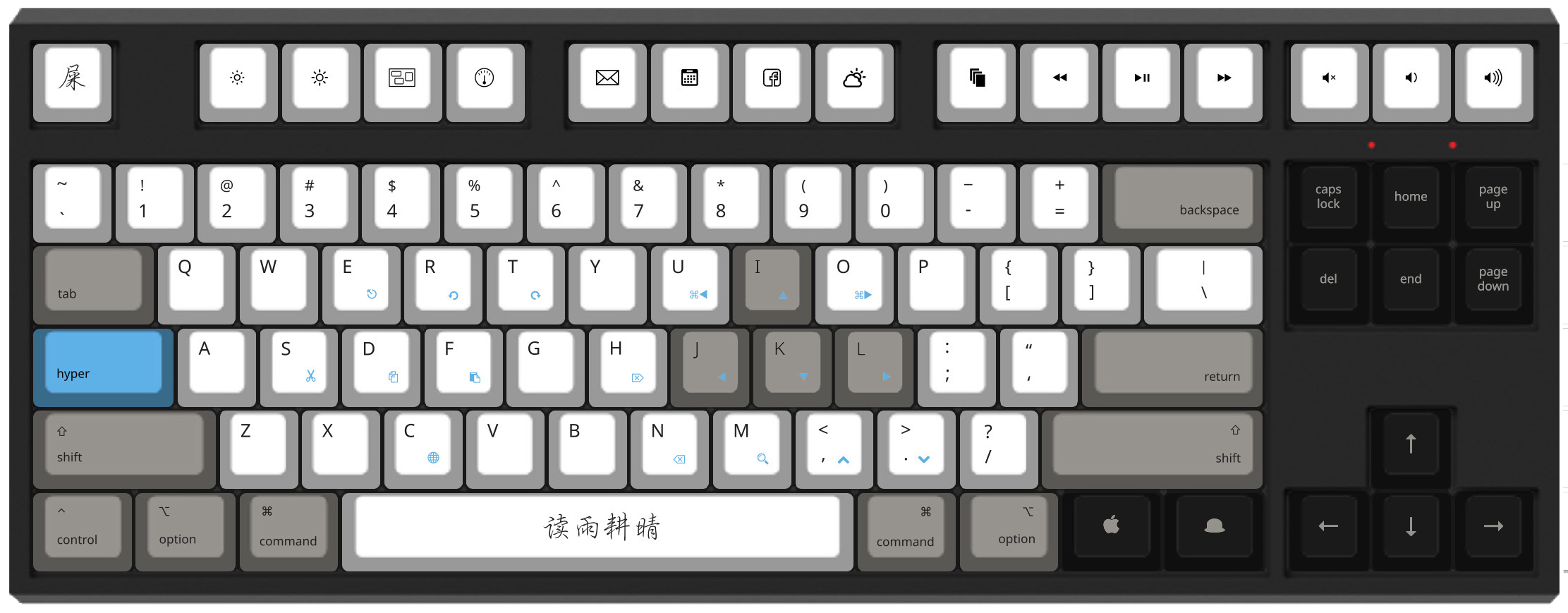 A rendering of my first custom mechanical keyboard, from WASD Keyboards.