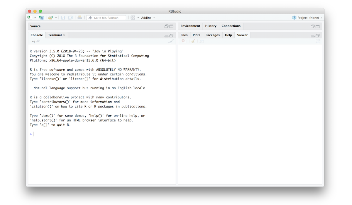 An image of a typical RStudio session